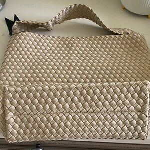 Naghedi Woven Cream Shoulder Bag